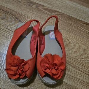 Stylish Orange Kids Shoes with Floral Design